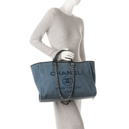 Chanel Canvas Sequin Large Deauville Tote Navy 3 of 8