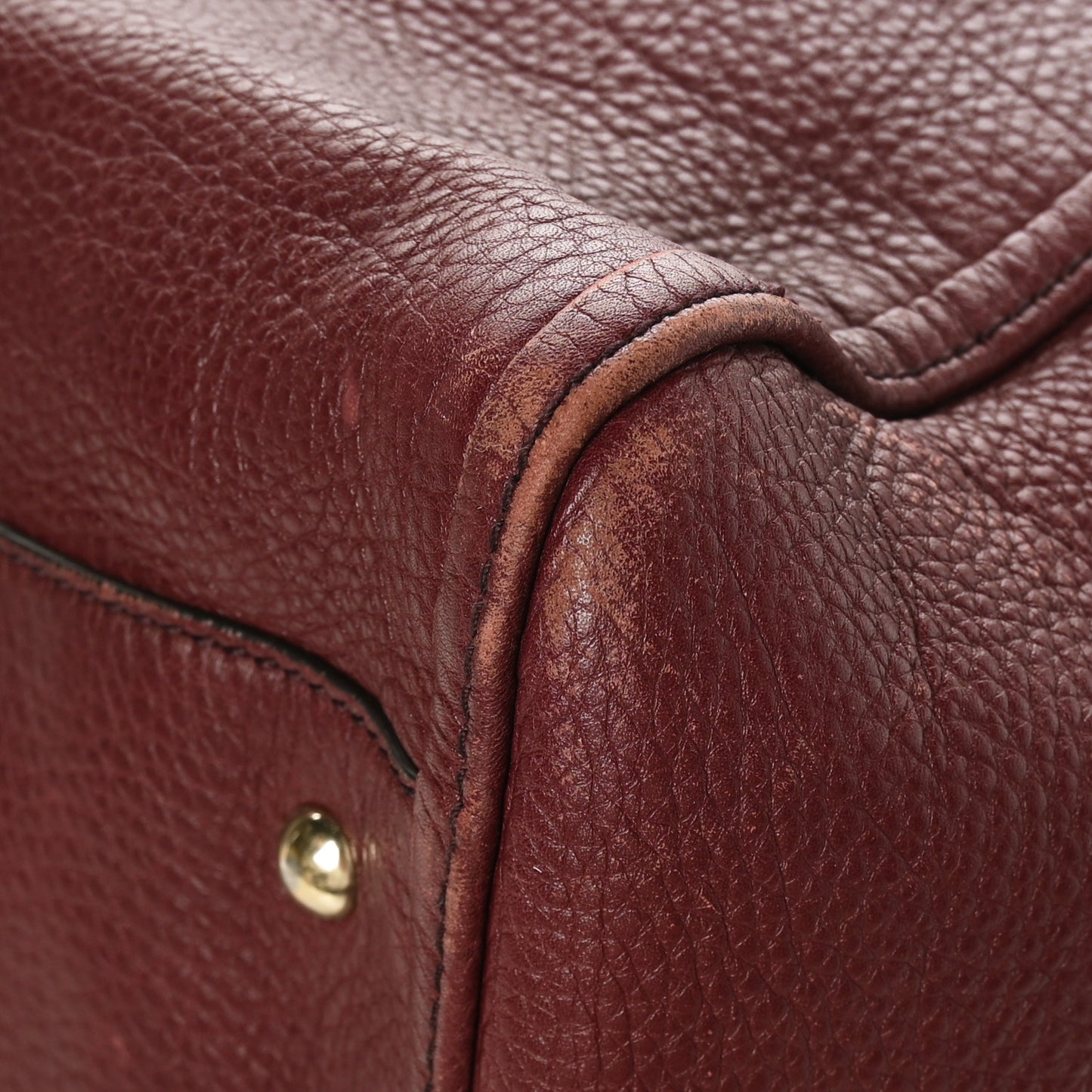 Pebbled Calfskin Large Soho Shoulder Bag Bordeaux