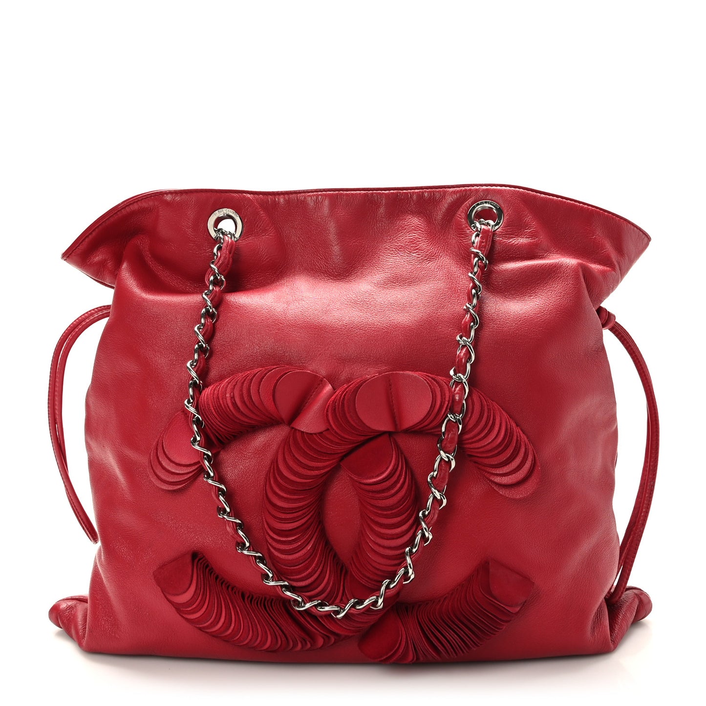 Lambskin Disc Bonbons Tote Red