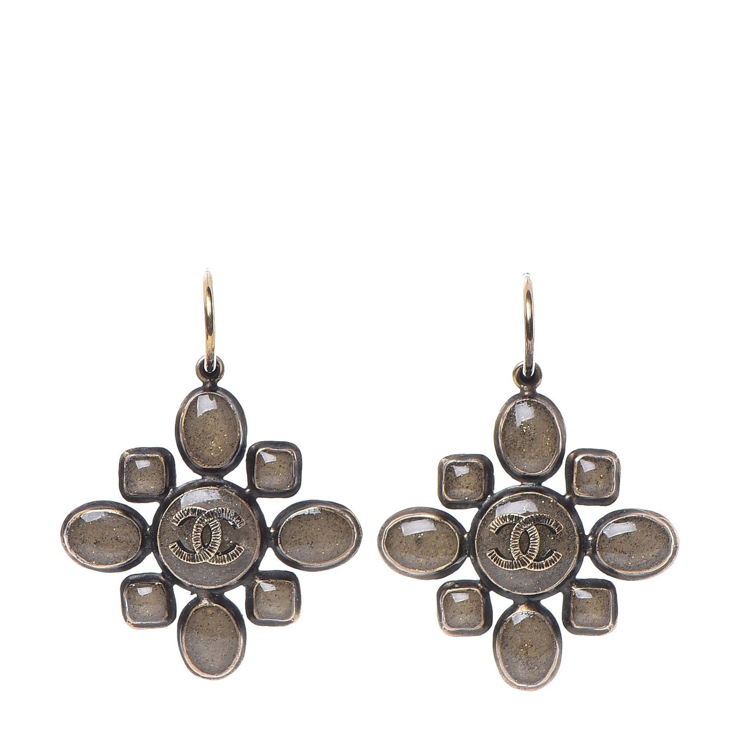 Gripoix Dangle Earrings Gold