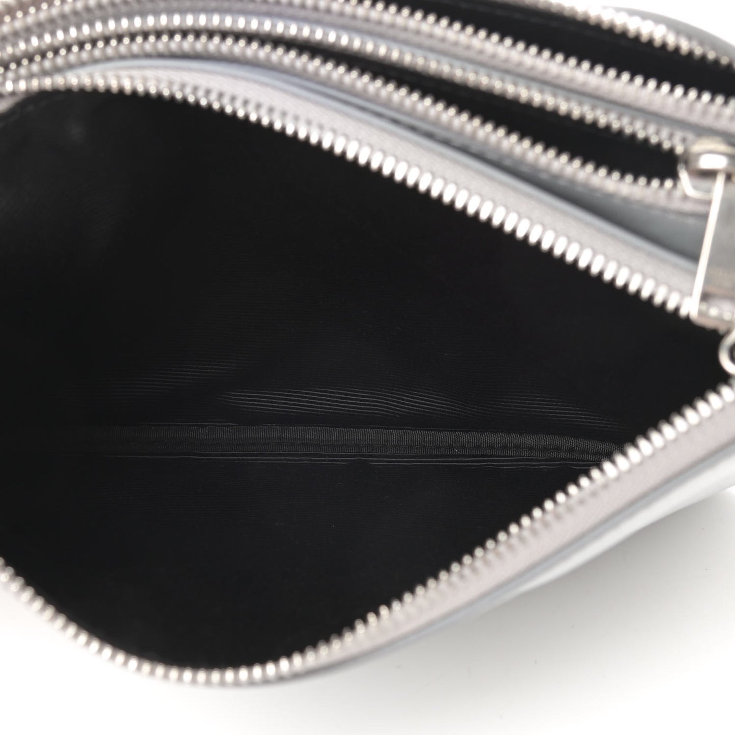Metallic Lambskin Small Trio Crossbody Bag Silver