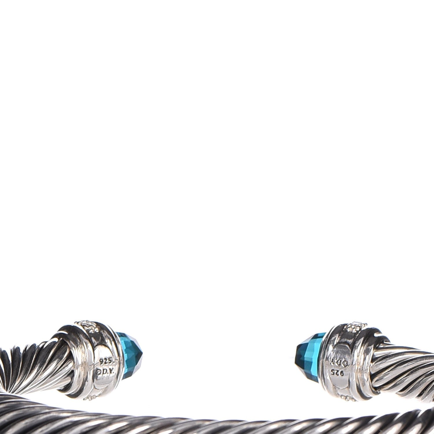 David Yurman Sterling Silver Diamond Hampton Blue Topaz 7mm Cable Classics Bracelet 4 of 4