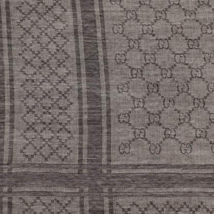 Gucci Wool Silk GG Monogram Diamante Plaid Surviee Shawl Beige Dark Brown 3 of 5