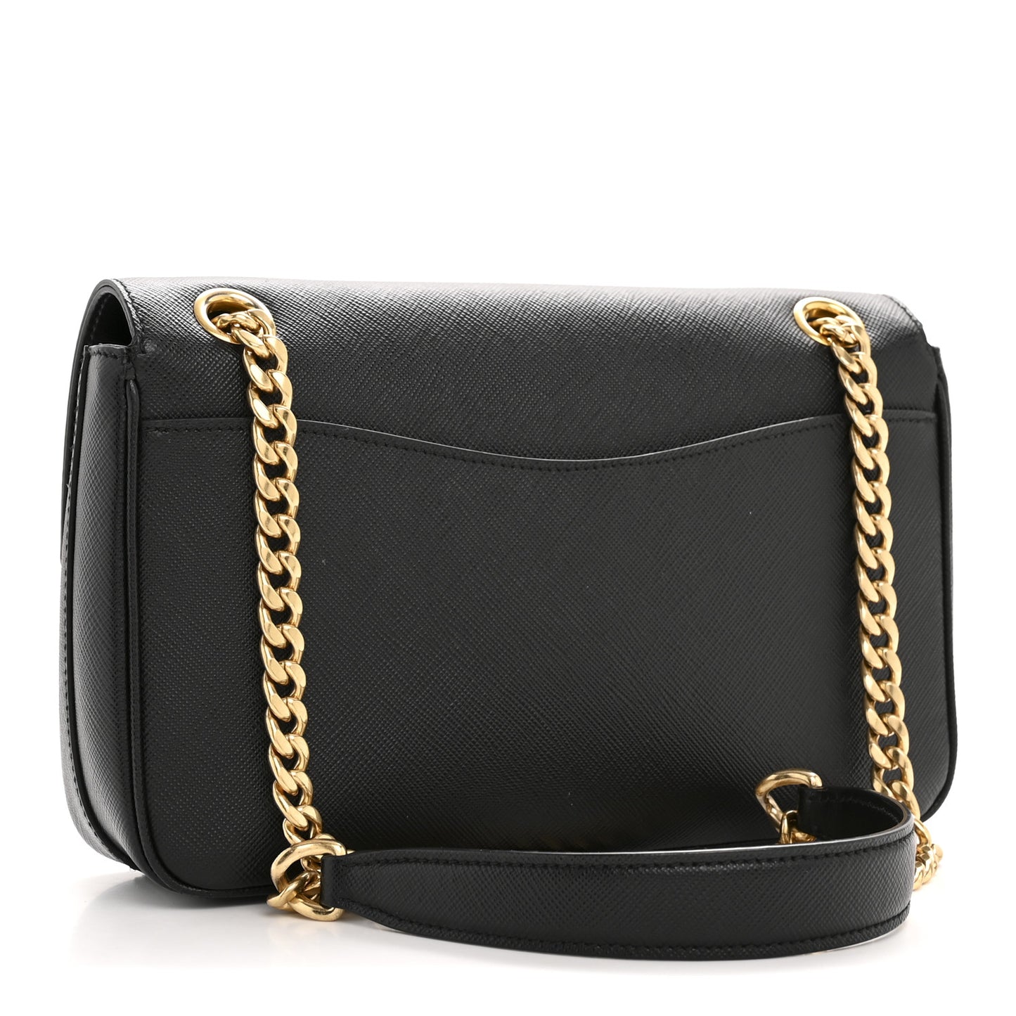 Saffiano Flap Shoulder Bag Black
