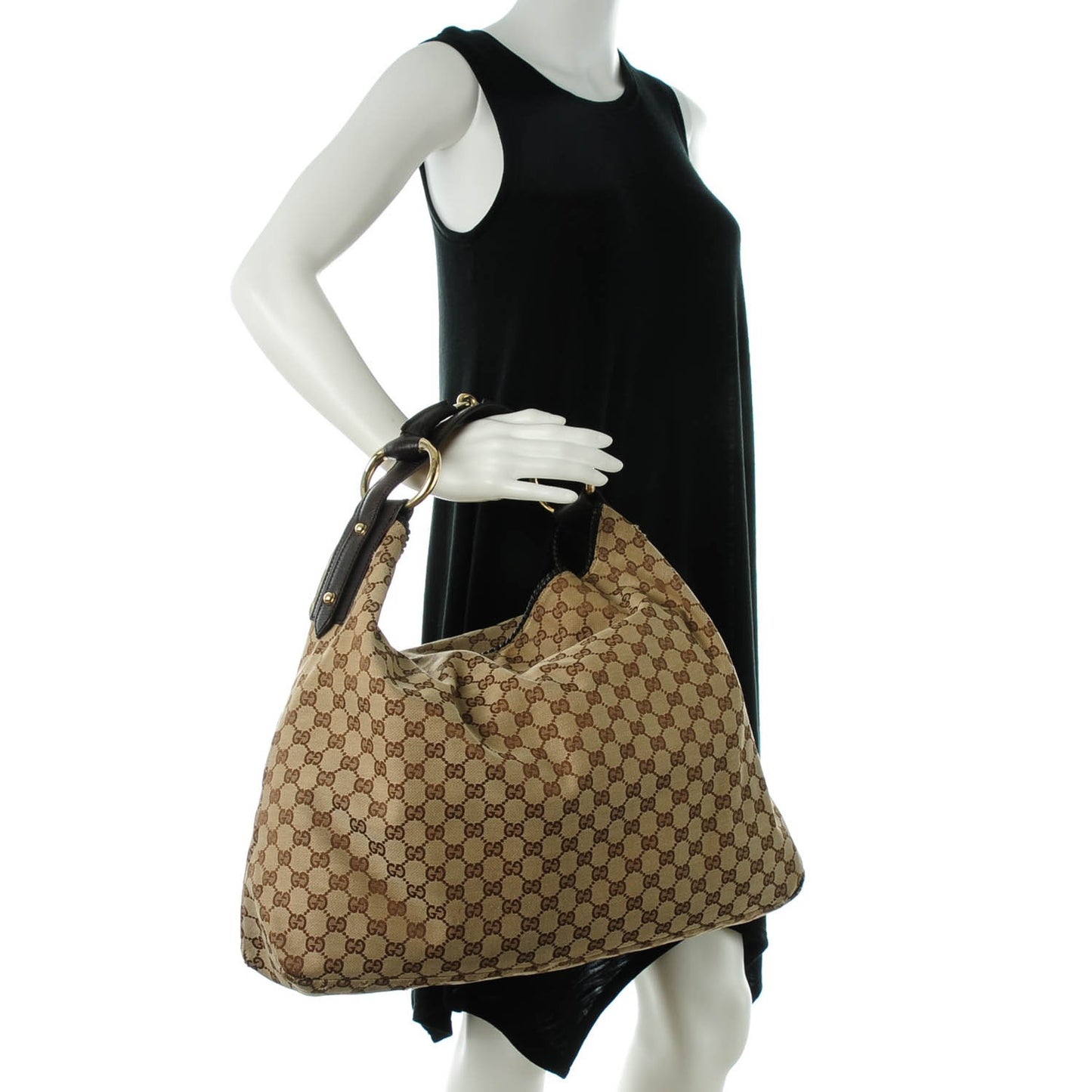 Monogram Large Horsebit Chain Hobo Dark Brown