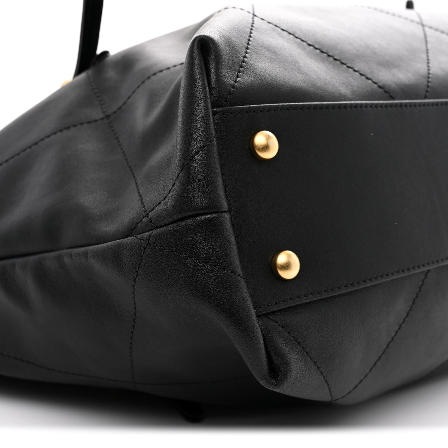 Calfskin Quilted Small Shopping Bag Black