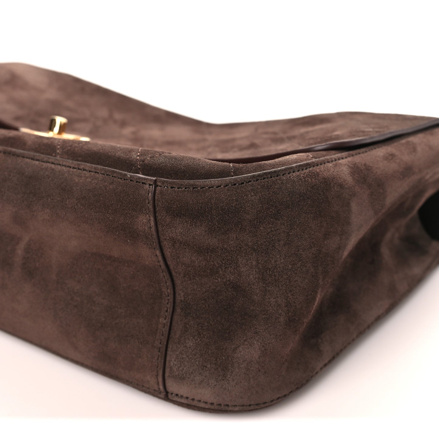 Suede Calfskin Small Souplissimo Maxi Flap Dark Brown