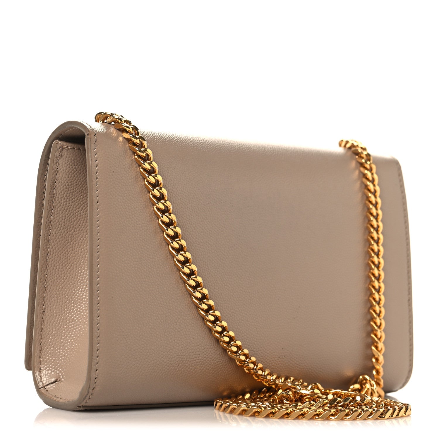 Saint Laurent Grain De Poudre Medium Monogram Kate Satchel Dark Beige 2 of 8