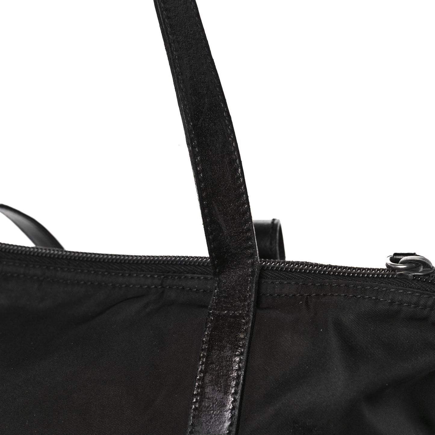 Tessuto Nylon Calfskin Shopping Tote Black