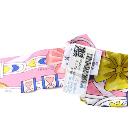 Hermes Silk Harnais De Coeur Twilly Rose Bonbon Blue 3 of 3