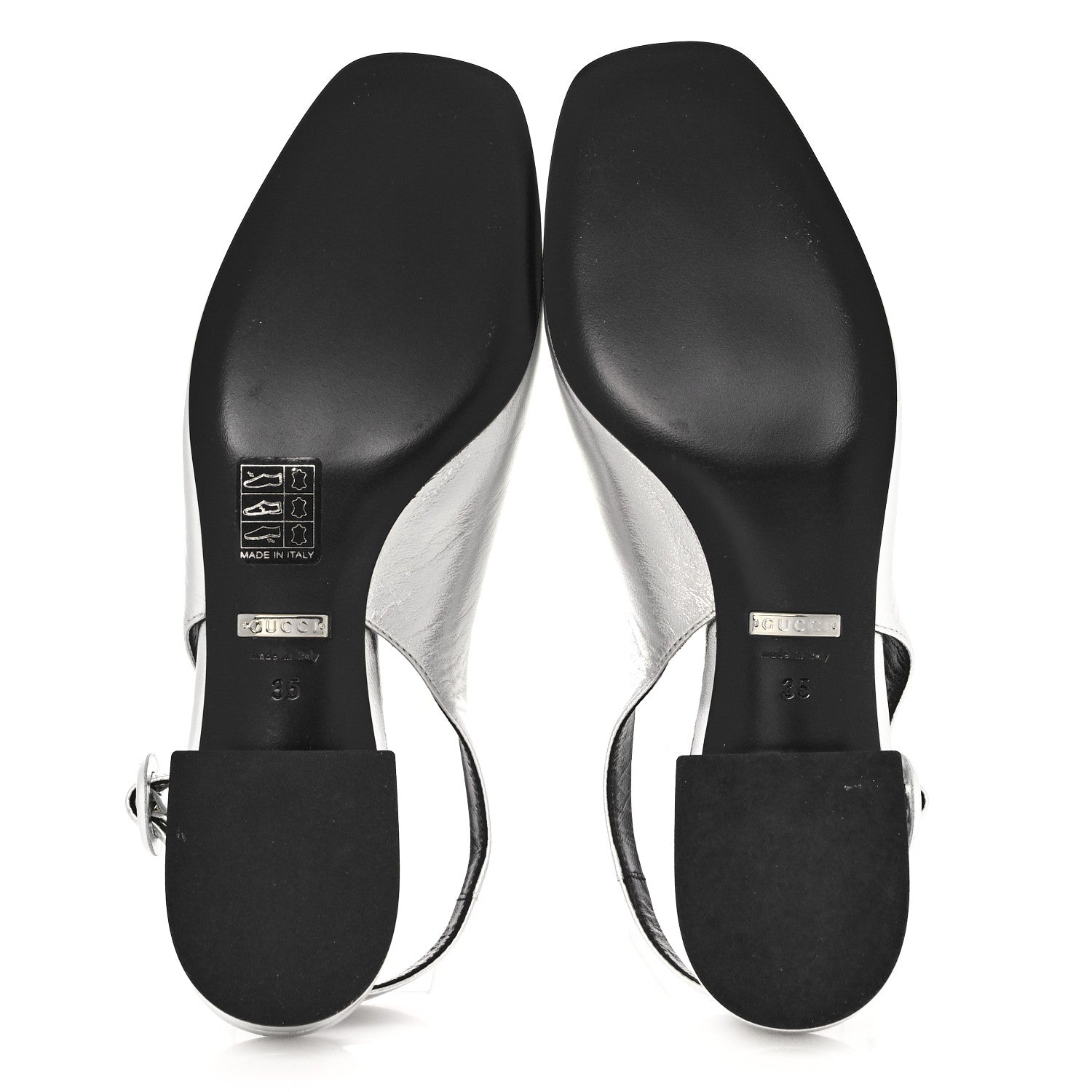 Gucci Metallic Nappa Horsebit Slingback Pumps 35 Argento 5 of 8