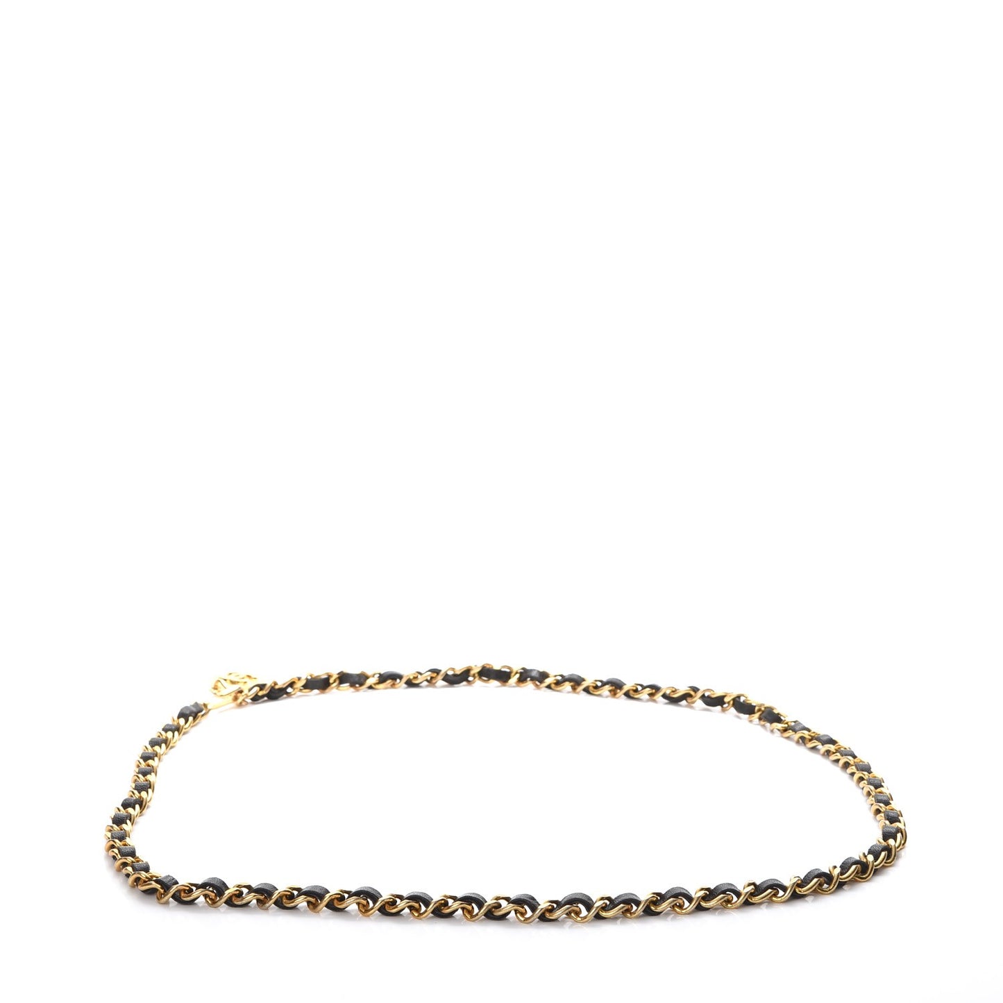 CHANE Lambskin Chain CC Medallion Belt Black Gold