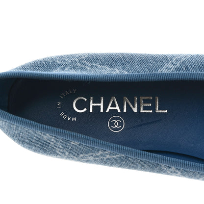 Chanel Denim Printed Cap Toe Ballerina Flats 39.5 Blue 7 of 8