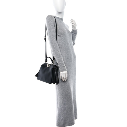 Fendi Vitello Seta Shiny Nappa Logo Embossed Laces Small Peekaboo I SEE U Satchel Black 2 of 8