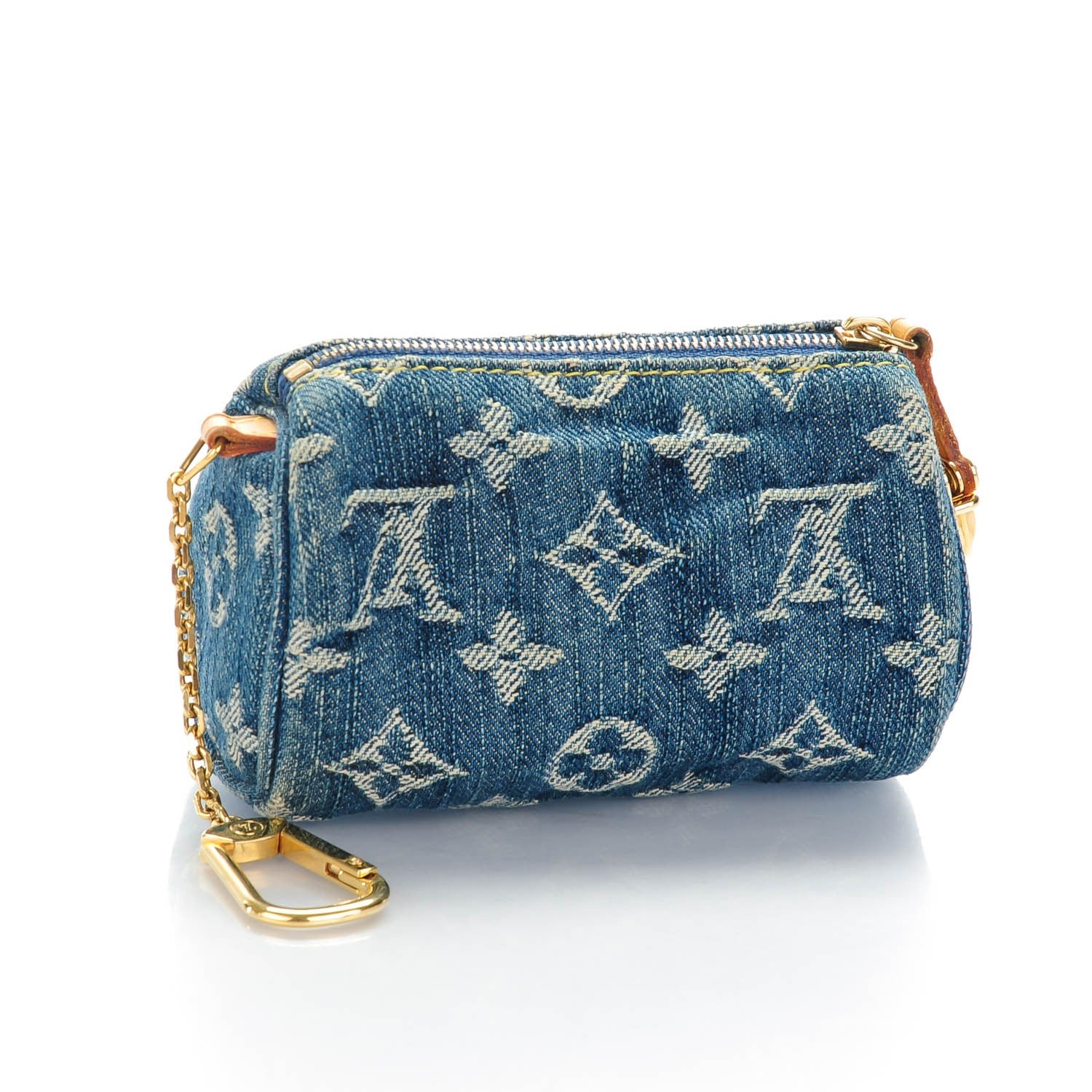 Louis Vuitton Monogram Denim Pochette Speedy PM Key Holder Blue 3 of 6