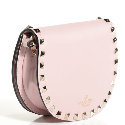 Valentino Garavani Vitello Rockstud Halfmoon Saddle Bag Water Rose 3 of 8