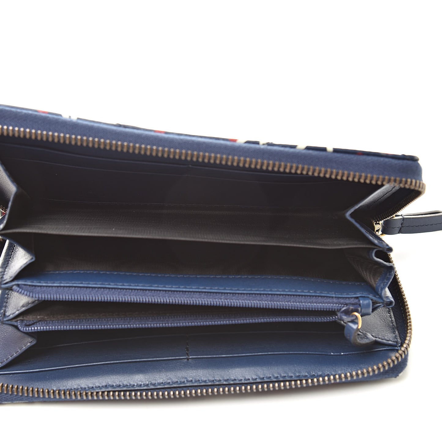 Calfskin Matelasse GucciGhost GG Marmont Zip Around Wallet Blue Agata Hibiscus Red