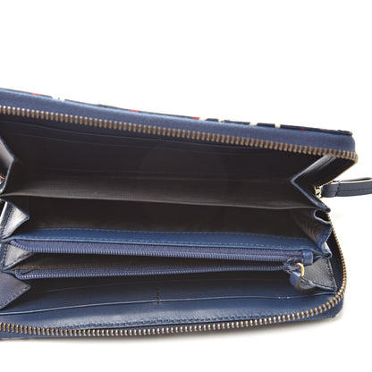 Gucci Calfskin Matelasse GucciGhost GG Marmont Zip Around Wallet Blue Agata Hibiscus Red 5 of 8