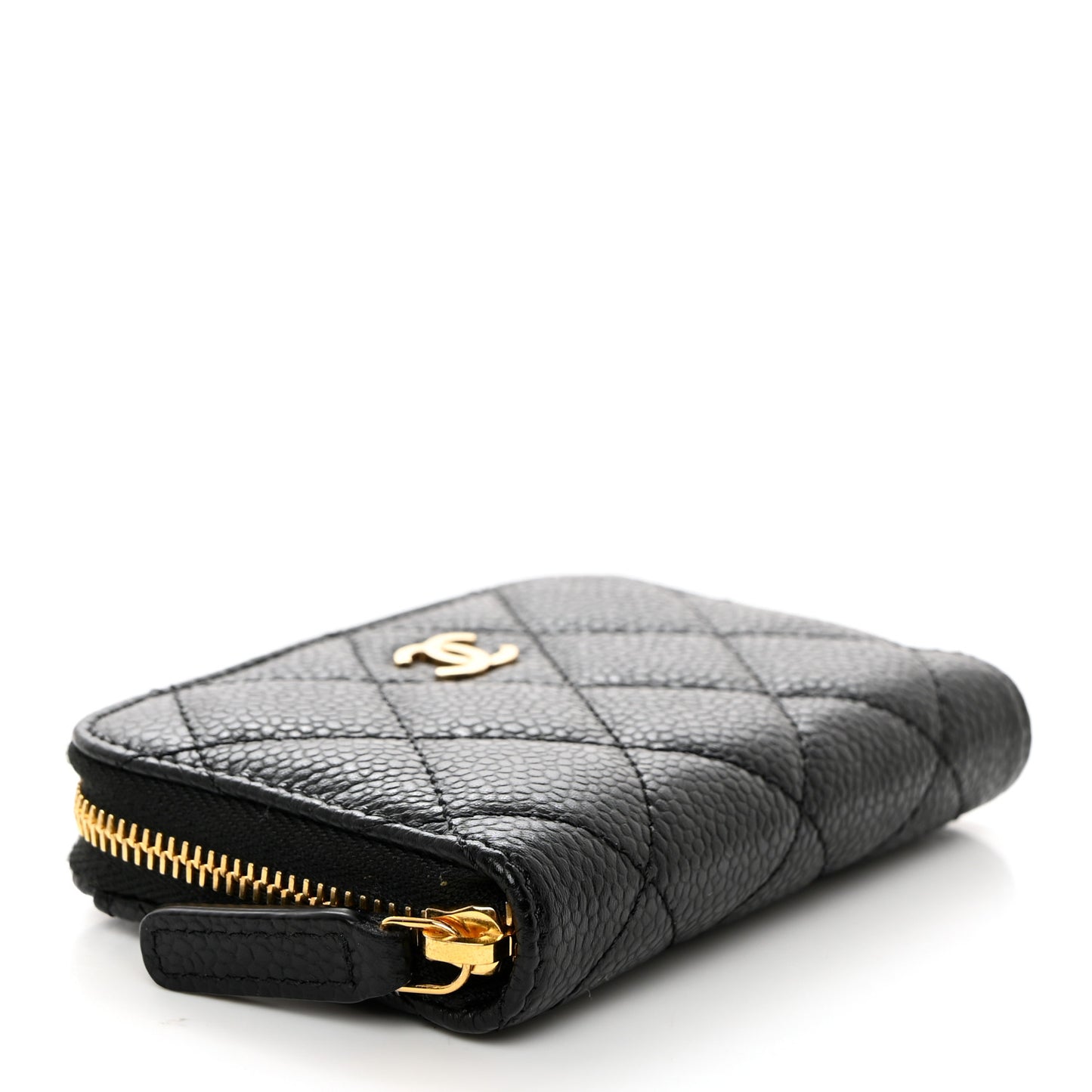 Caviar Quilted Zip Coin Purse Black