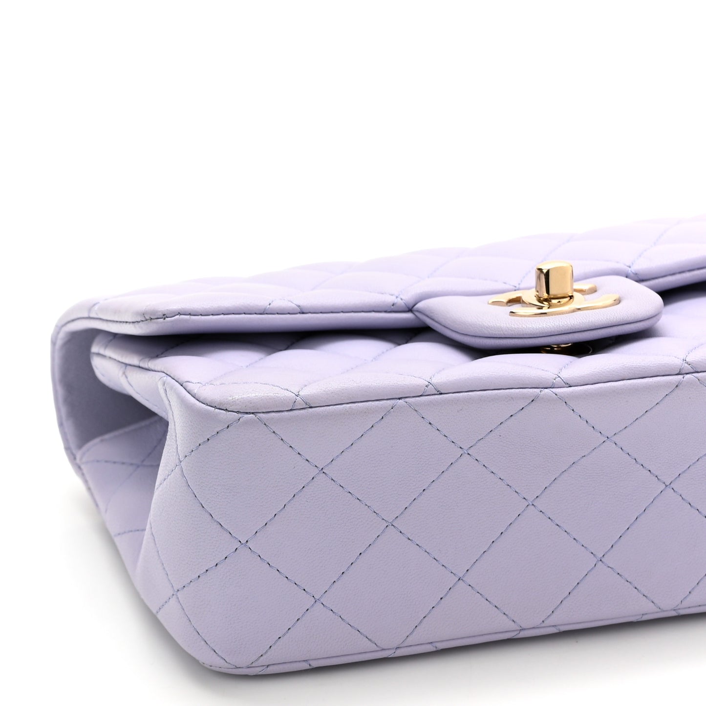 Lambskin Quilted Mini Top Handle Rectangular Flap Light Purple