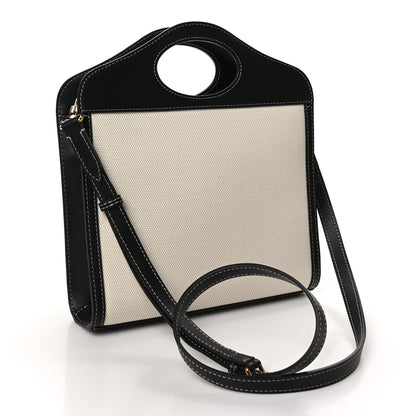 Burberry Canvas Smooth Calfskin Two Tone Mini Pocket Bag White Black 2 of 9