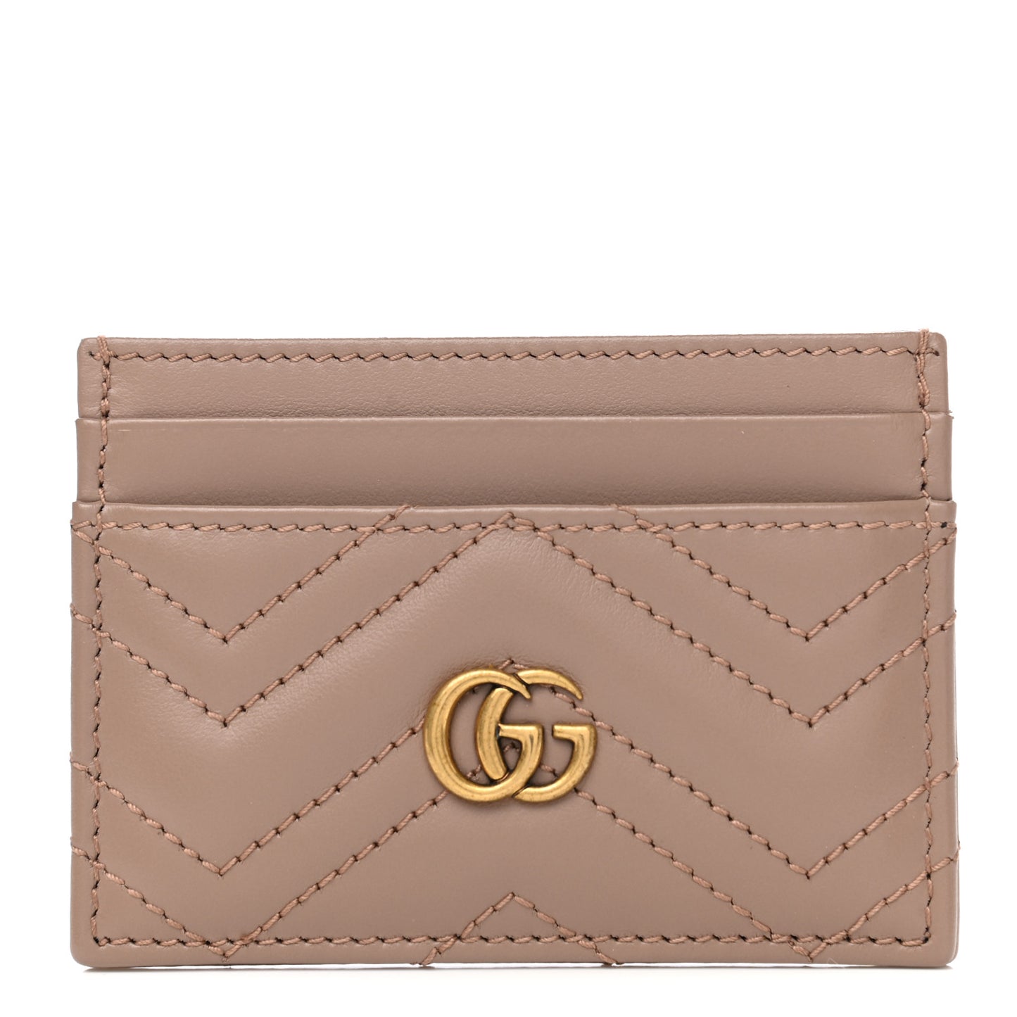 Calfskin Matelasse GG Marmont Card Holder Porcelain Rose