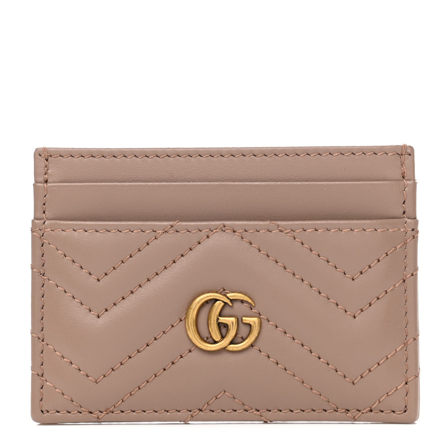 Gucci Calfskin Matelasse GG Marmont Card Holder Porcelain Rose 1 of 7