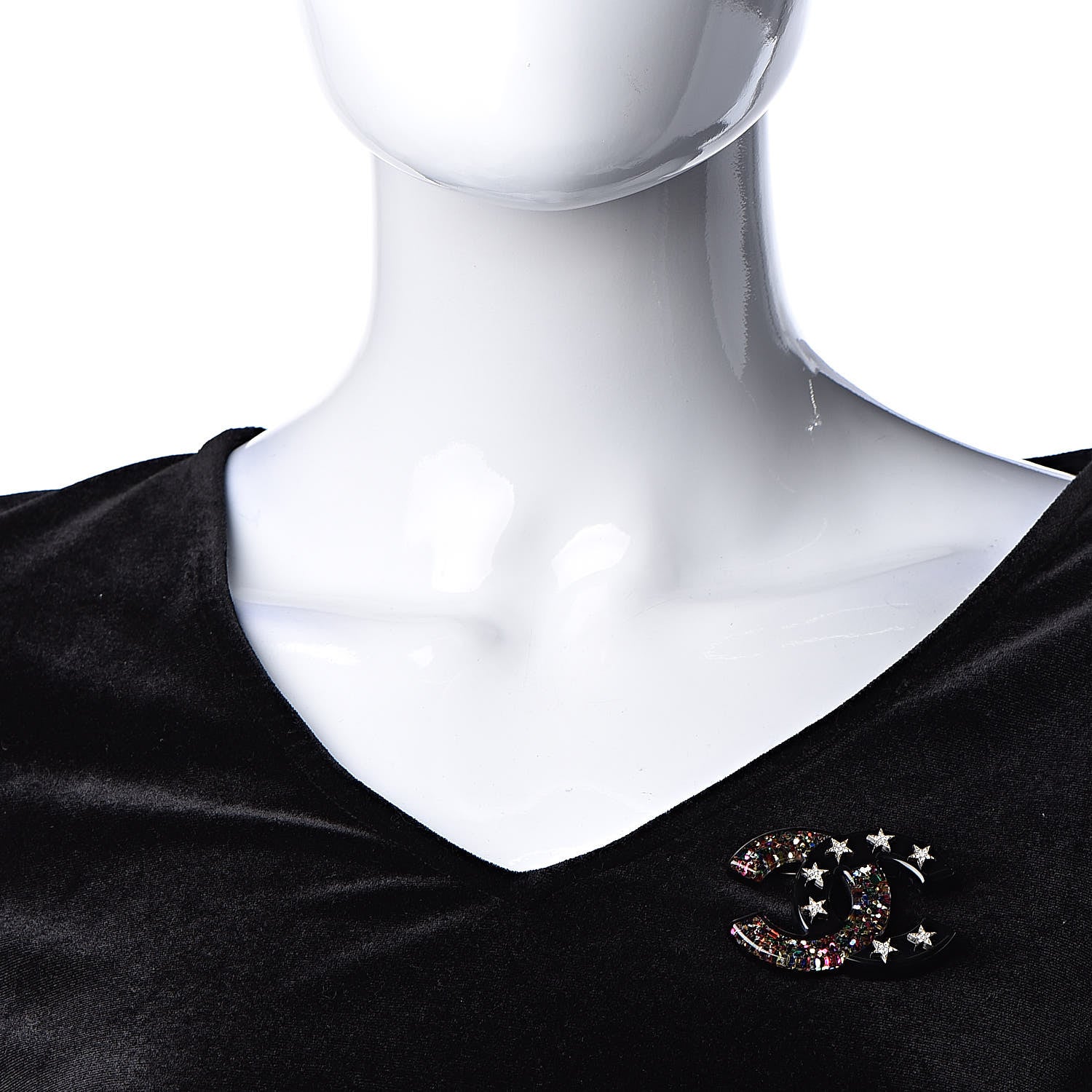 Chanel Resin Glitter Crystal CC Star Brooch Multicolor 2 of 4
