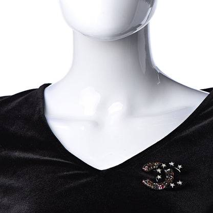 Chanel Resin Glitter Crystal CC Star Brooch Multicolor 2 of 4