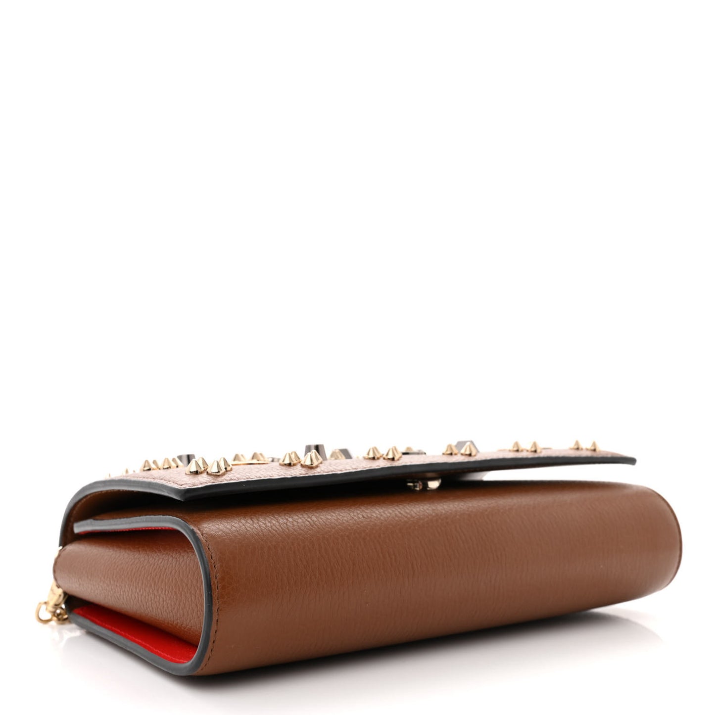 Calfskin Spikes Loubinthesky Paloma Clutch Biscotto