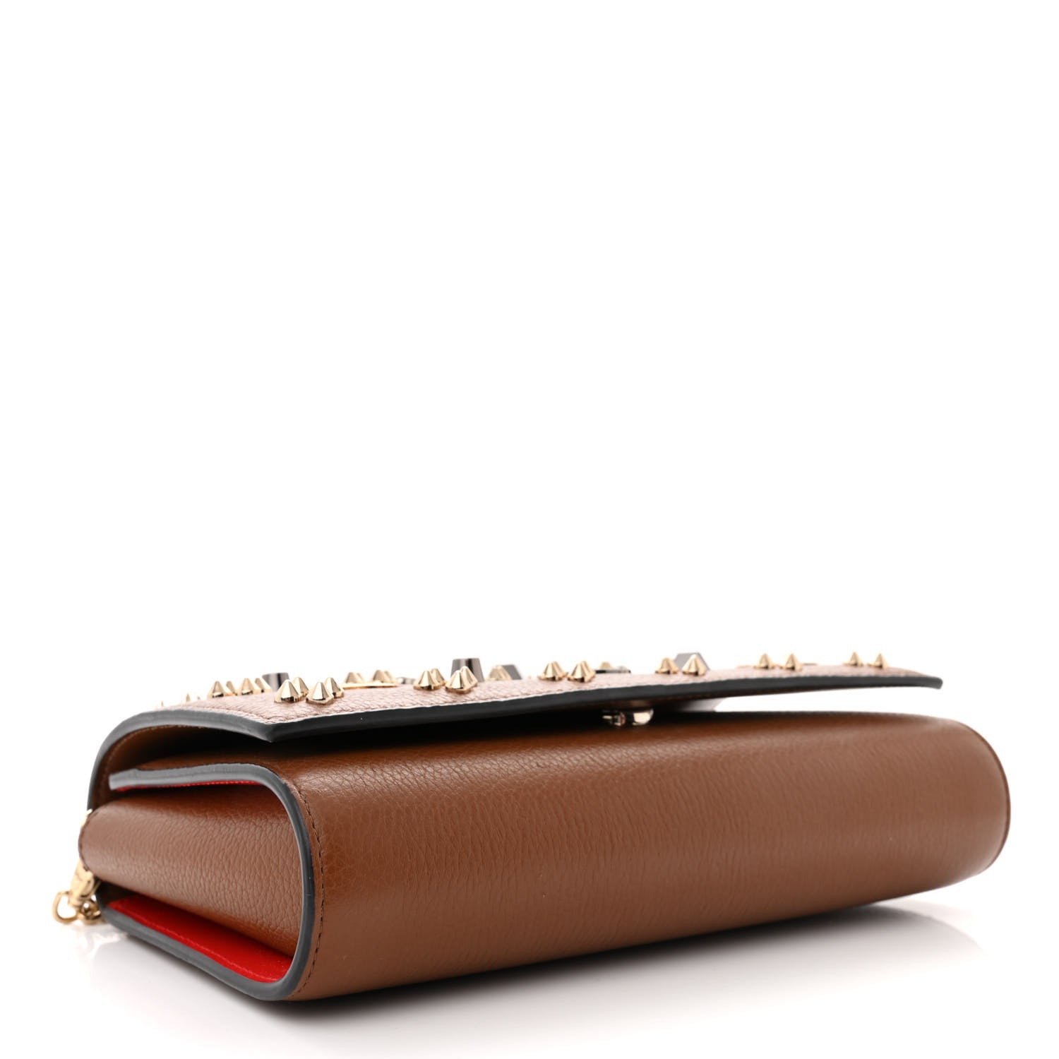 Christian Louboutin Calfskin Spikes Loubinthesky Paloma Clutch Biscotto 5 of 11