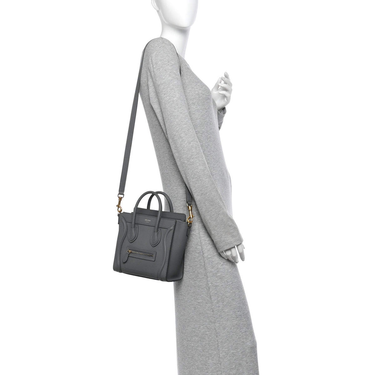 Drummed Calfskin Nano Luggage Kohl