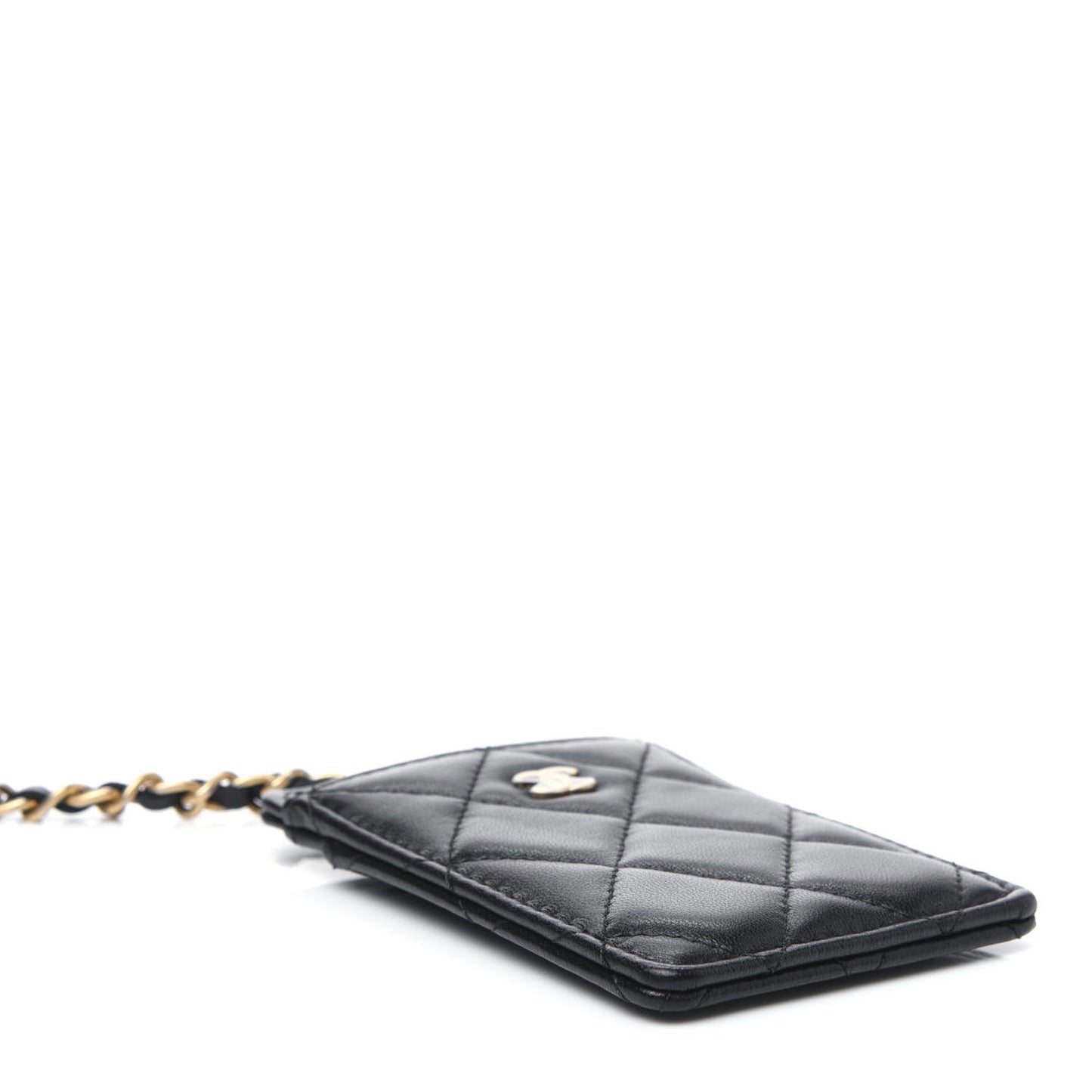 Pearl Lambskin Pearl Crown CC Wristlet Multi Pouches Black