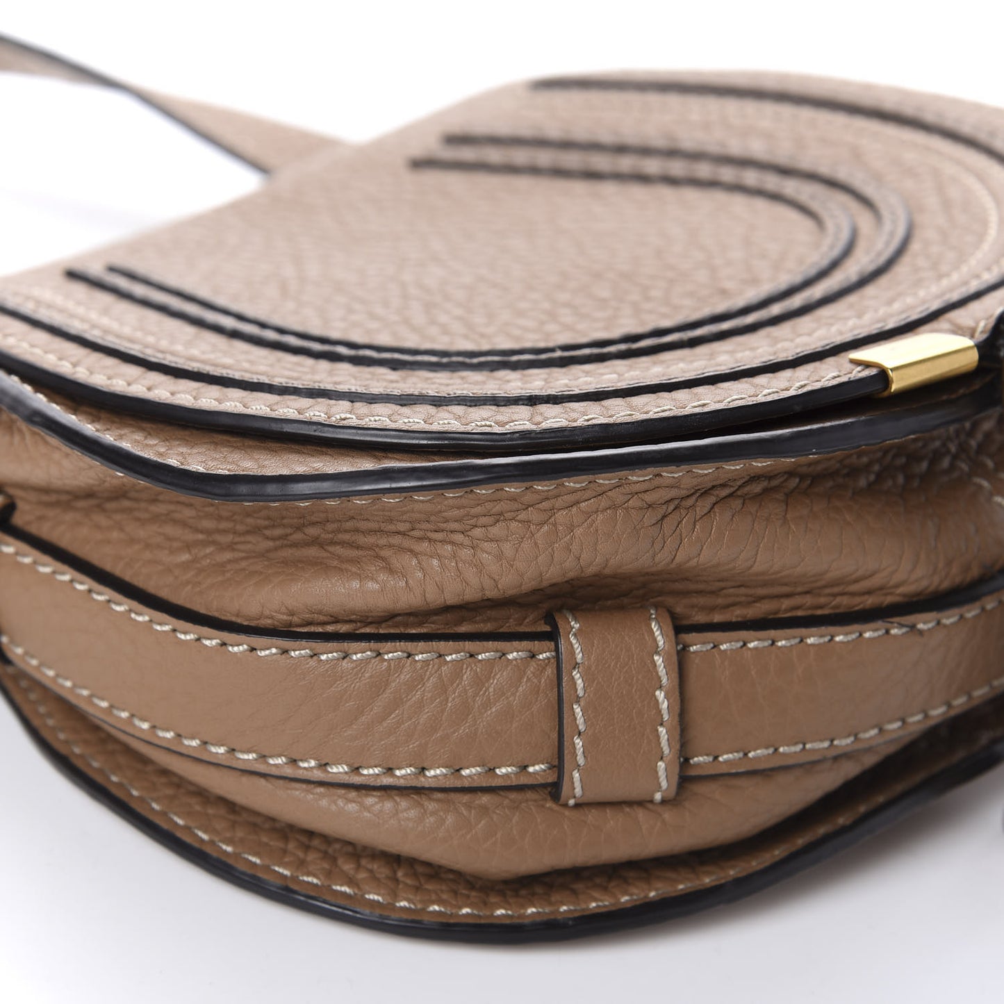 Calfskin Mini Marcie Round Crossbody Bag Nut