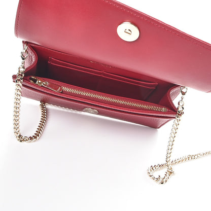 Christian Dior Grained Calfskin Diorama Wallet on Chain Pouch Burgundy 5 of 12