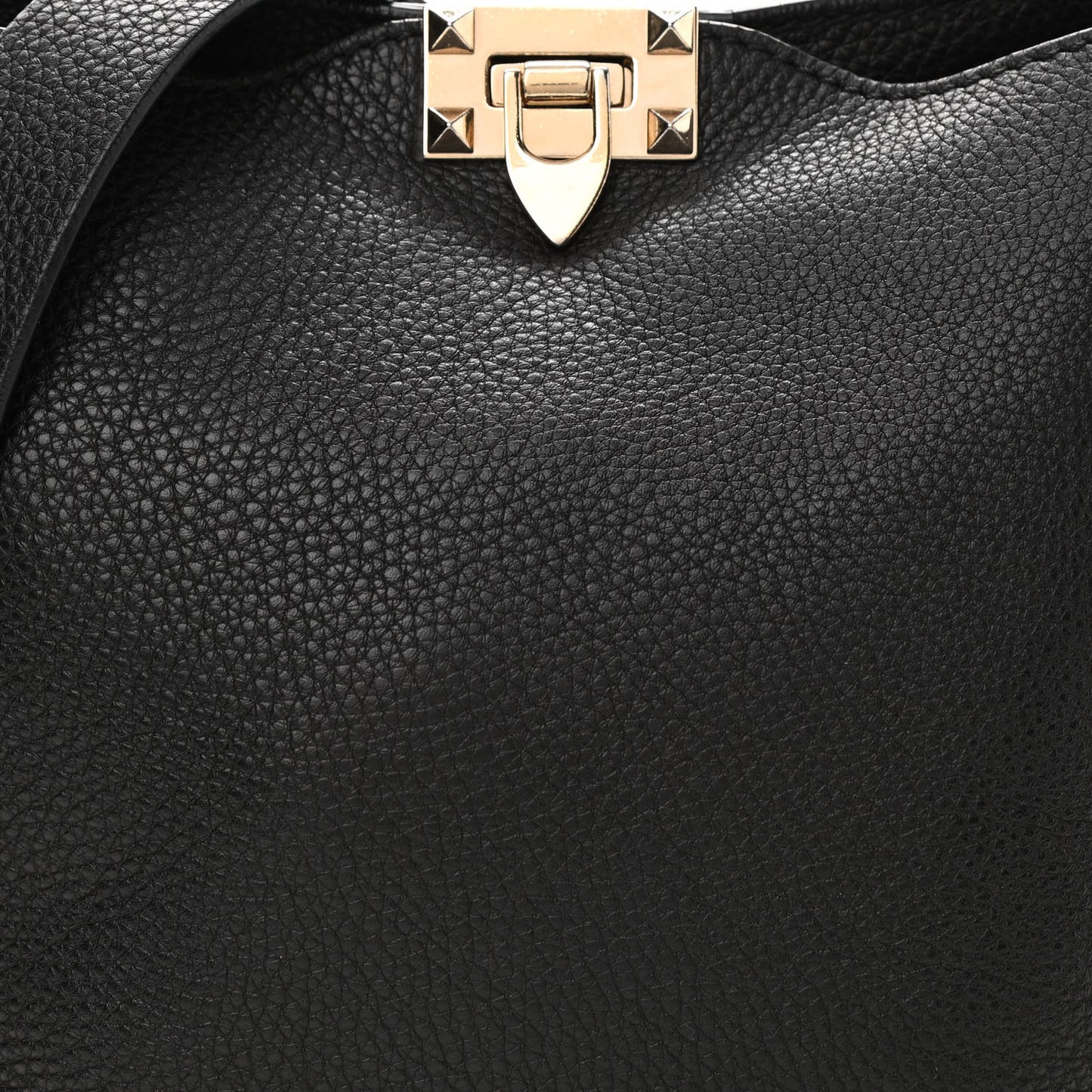 Pebbled Calfskin Small Rockstud Flip-Lock Messenger Bag Black