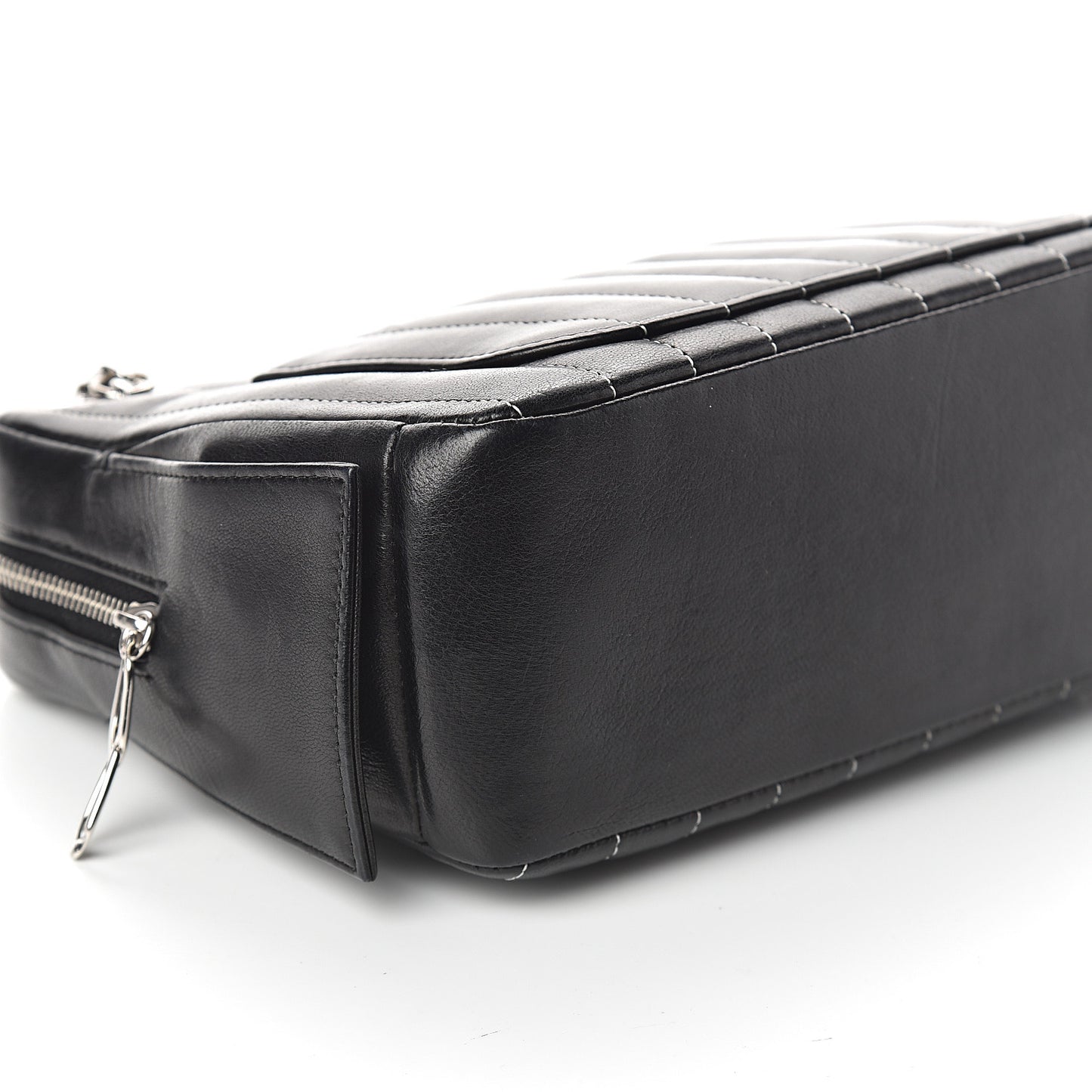 Lambskin Vertical Quilted Mademoiselle Small Camera Case Black