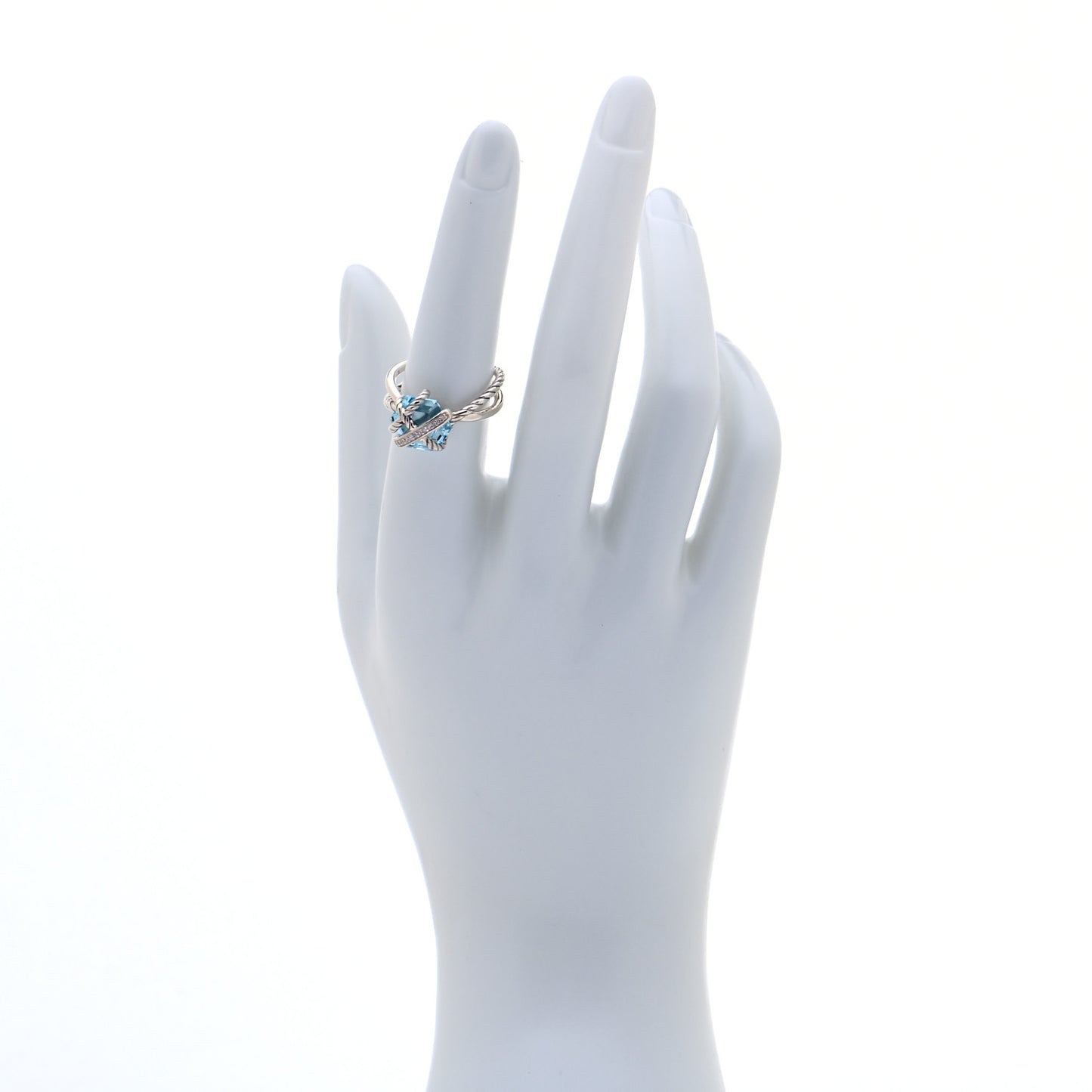 Sterling Silver Diamond Blue Topaz 10mm Cable Wrap Ring 54 7