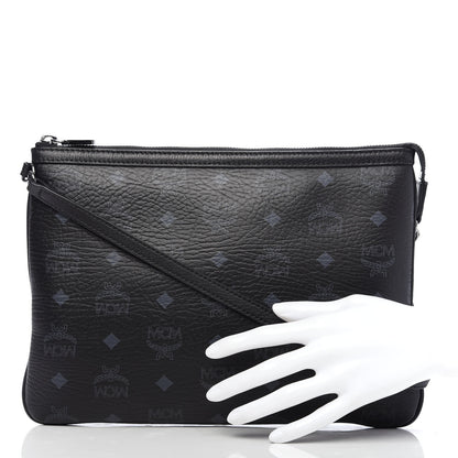 MCM Visetos Liz Shopper Tote Pouch Black 2 of 9