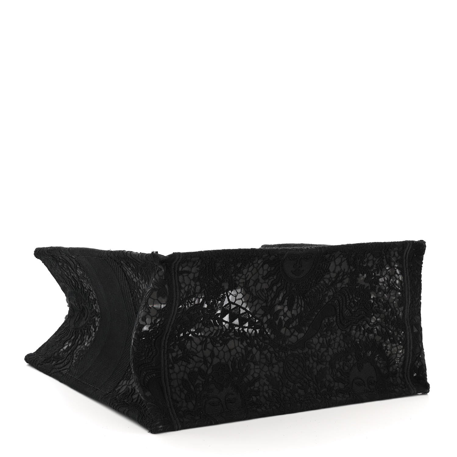 Christian Dior Canvas Embroidered Mesh Macrame Medium Toile de Jouy Soleil Book Tote Black 4 of 10