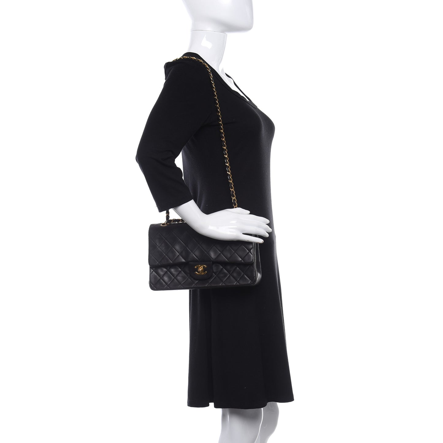 Lambskin Quilted Small Double Flap Black
