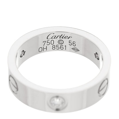 Cartier 18K White Gold 3 Diamond 5.5mm LOVE Ring 56 7.75 4 of 4