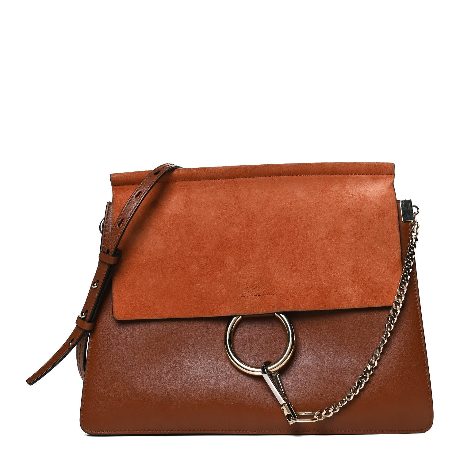 Chloe Suede Calfskin Medium Faye Shoulder Bag Tobacco 1 of 11