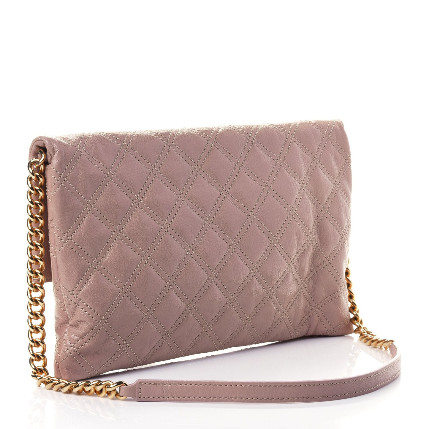Lambskin Quilted Sandy Convertible Clutch Bag Pink