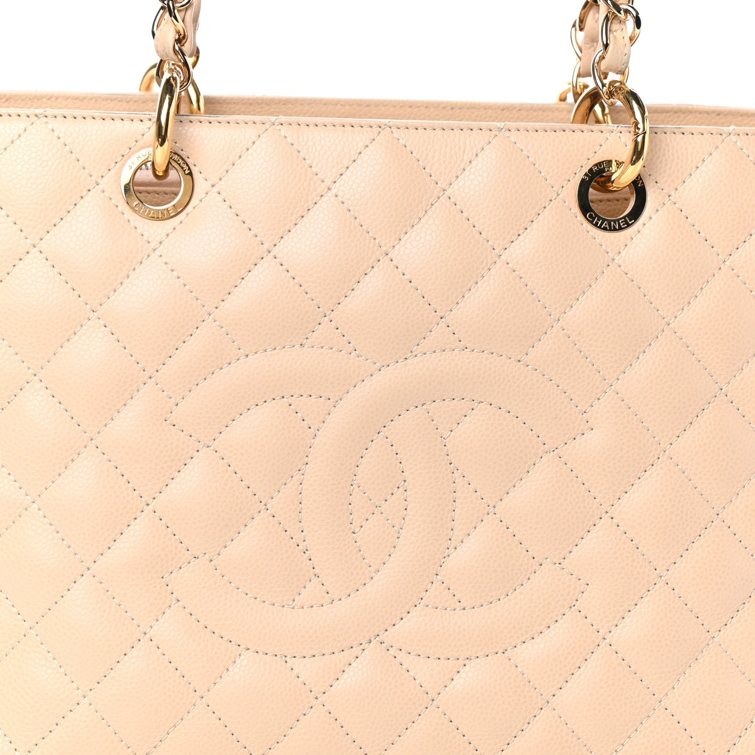 Chanel Caviar Quilted Grand Shopping Tote GST Beige Clair 8 of 10