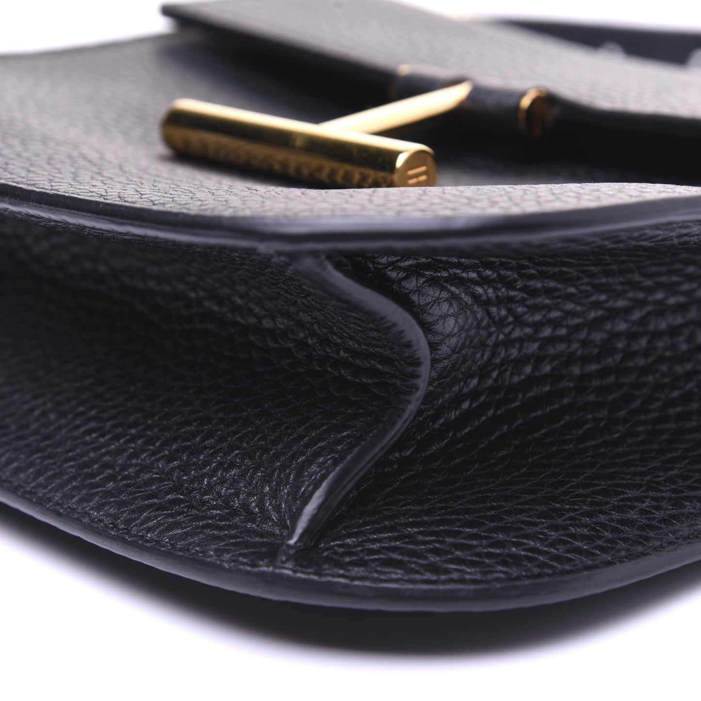 Grained Calfskin Small T Clasp Tara Crossbody Bag Black