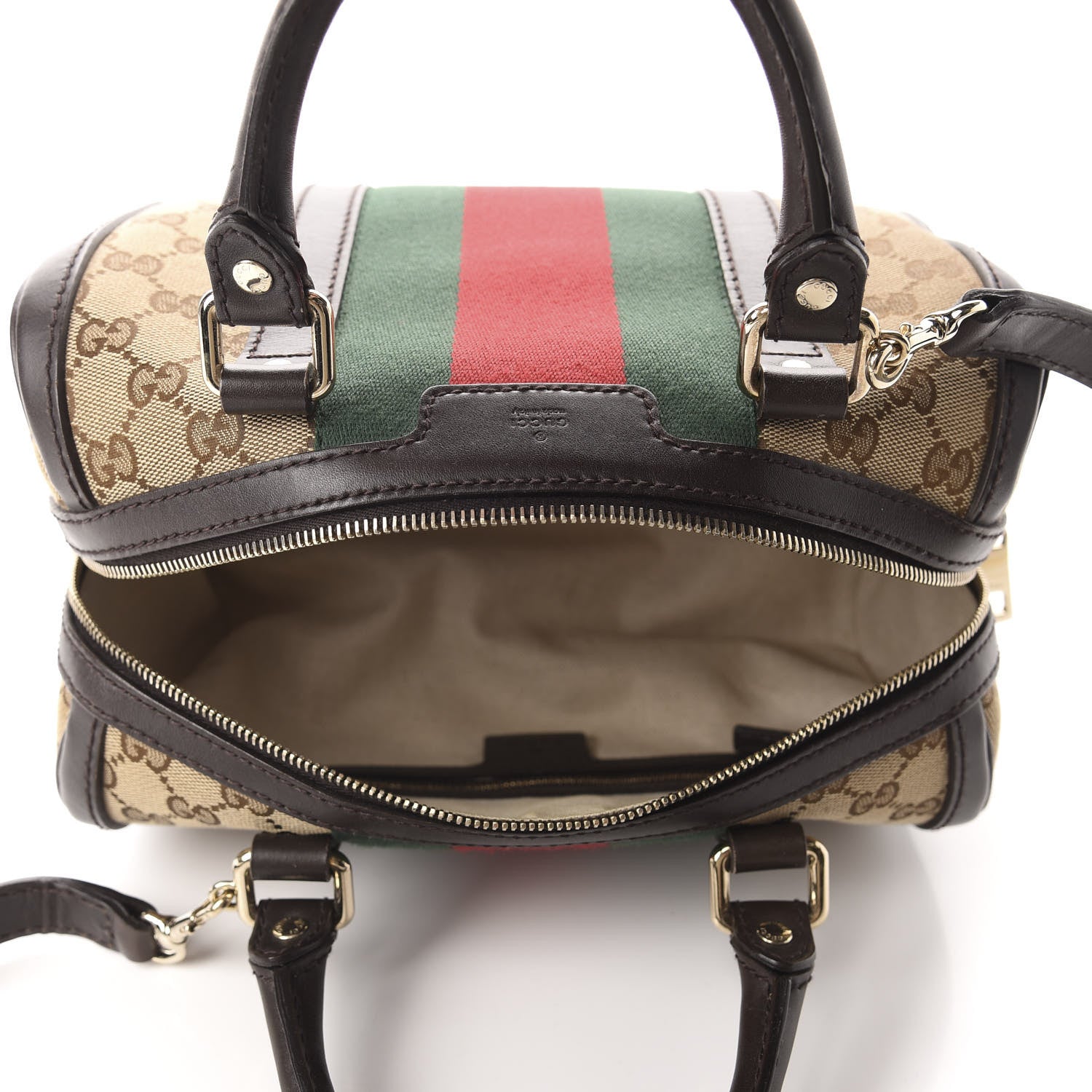 Gucci Monogram Vintage Web Small Boston Dark Brown 5 of 14