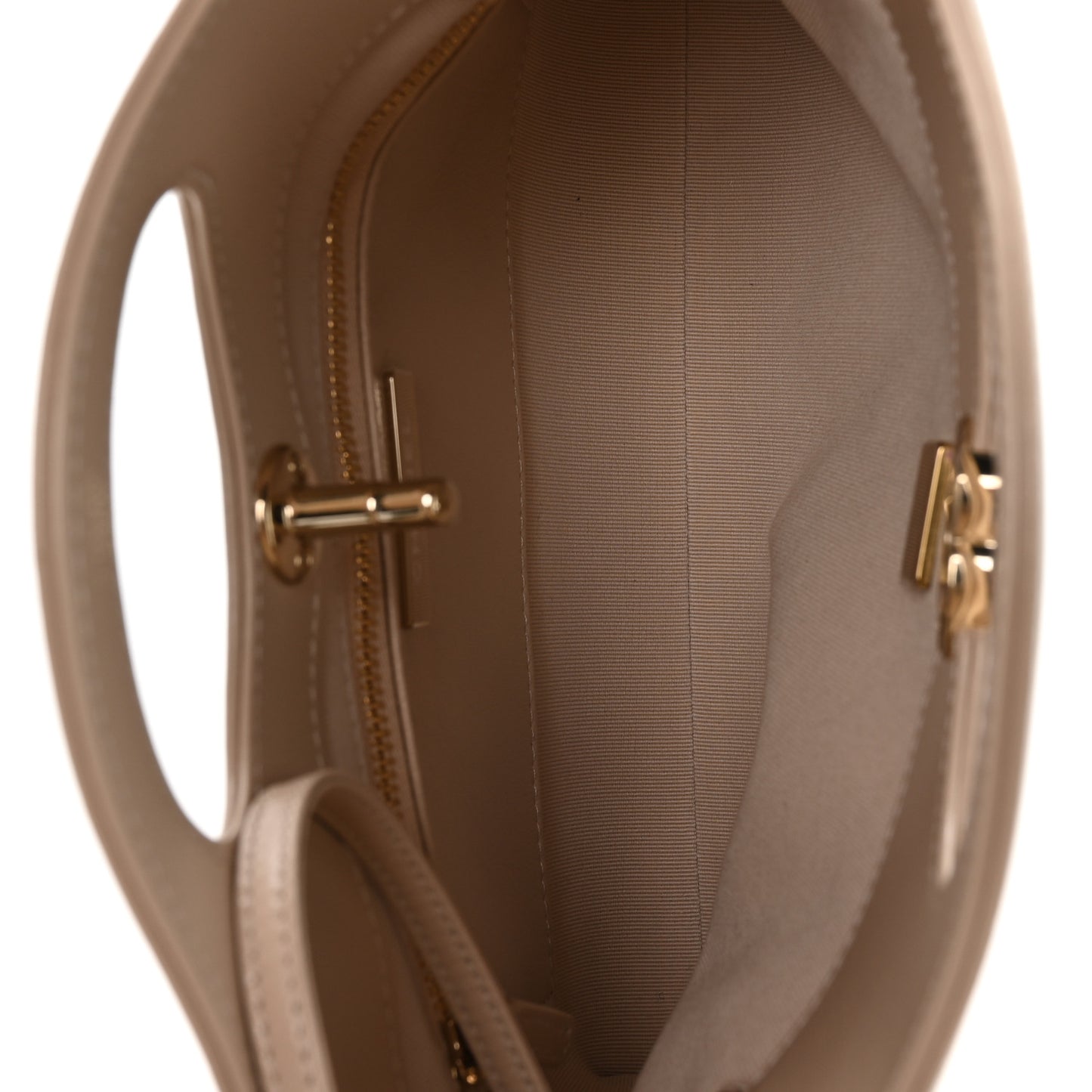 Shiny Crumpled Calfskin Quilted Mini 31 Shopping Bag Beige