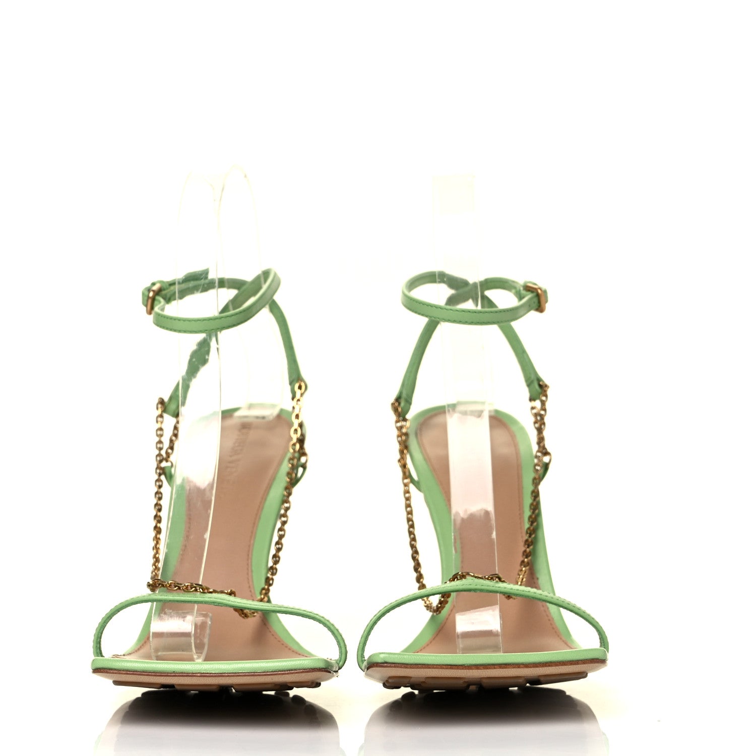 Bottega Veneta Lambskin Stretch Chain Strap 90mm Sandals 39 Pistachio 2 of 7