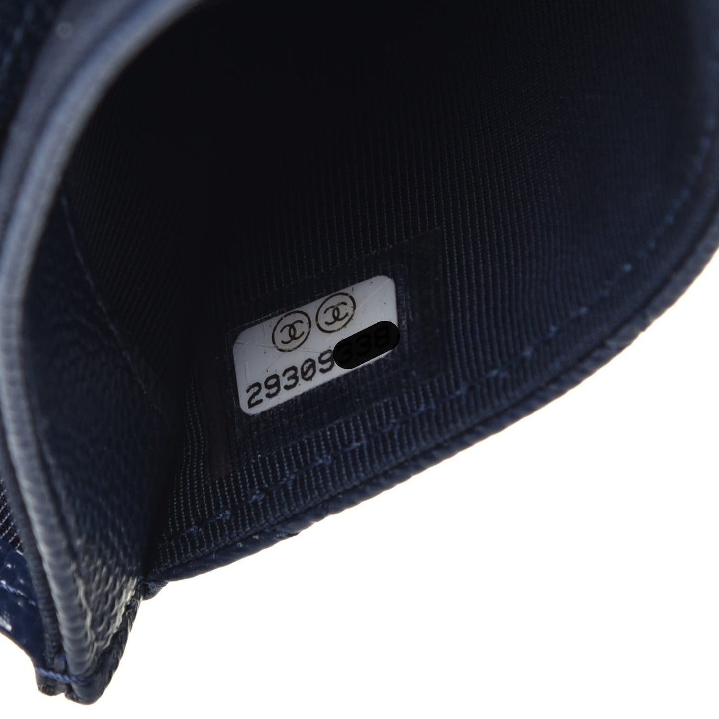 Caviar Quilted Flap Card Holder Wallet Navy Blue